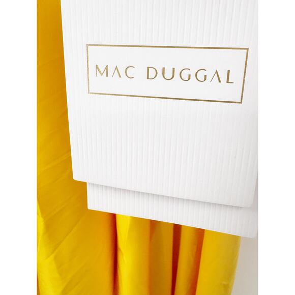MAC DUGGAL Dress Size 2 Evening Gown NEW Mango Yellow Ruffle Hi Low Hem - Picture 3 of 7